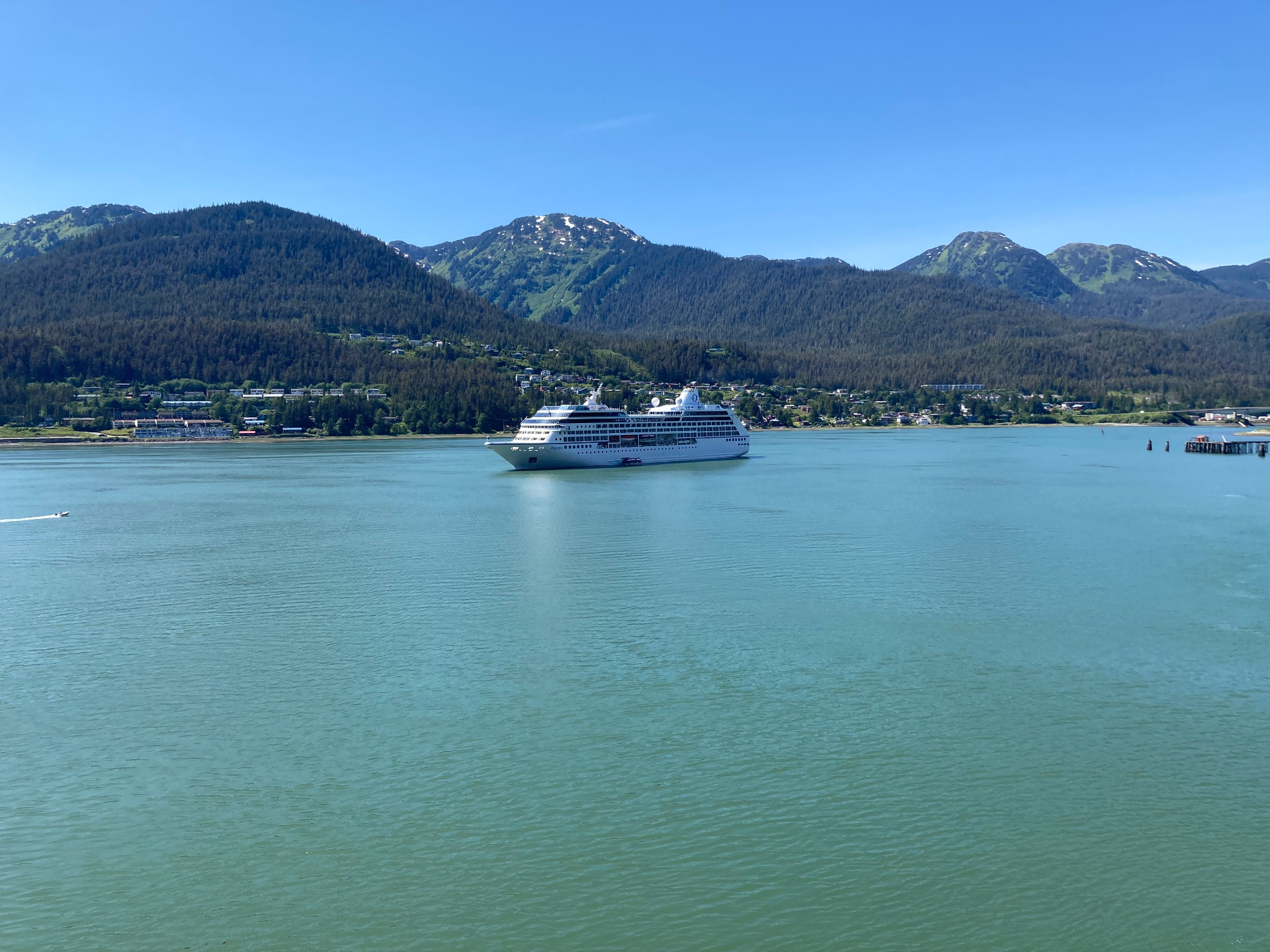 Azamara ship anchored off Juneau, Alaska