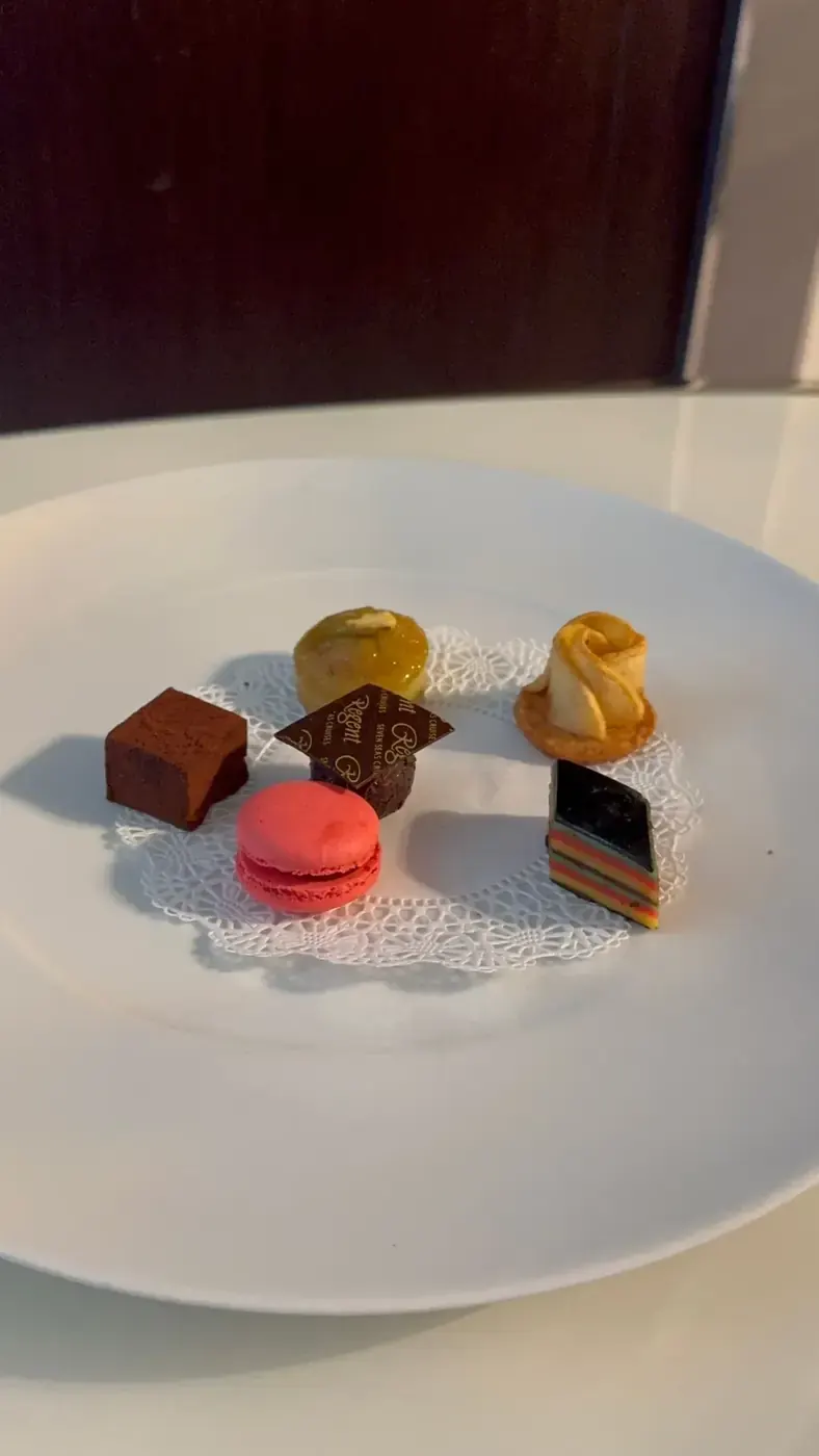 Regent Seven Seas petit fours delivered to the suite by the butler