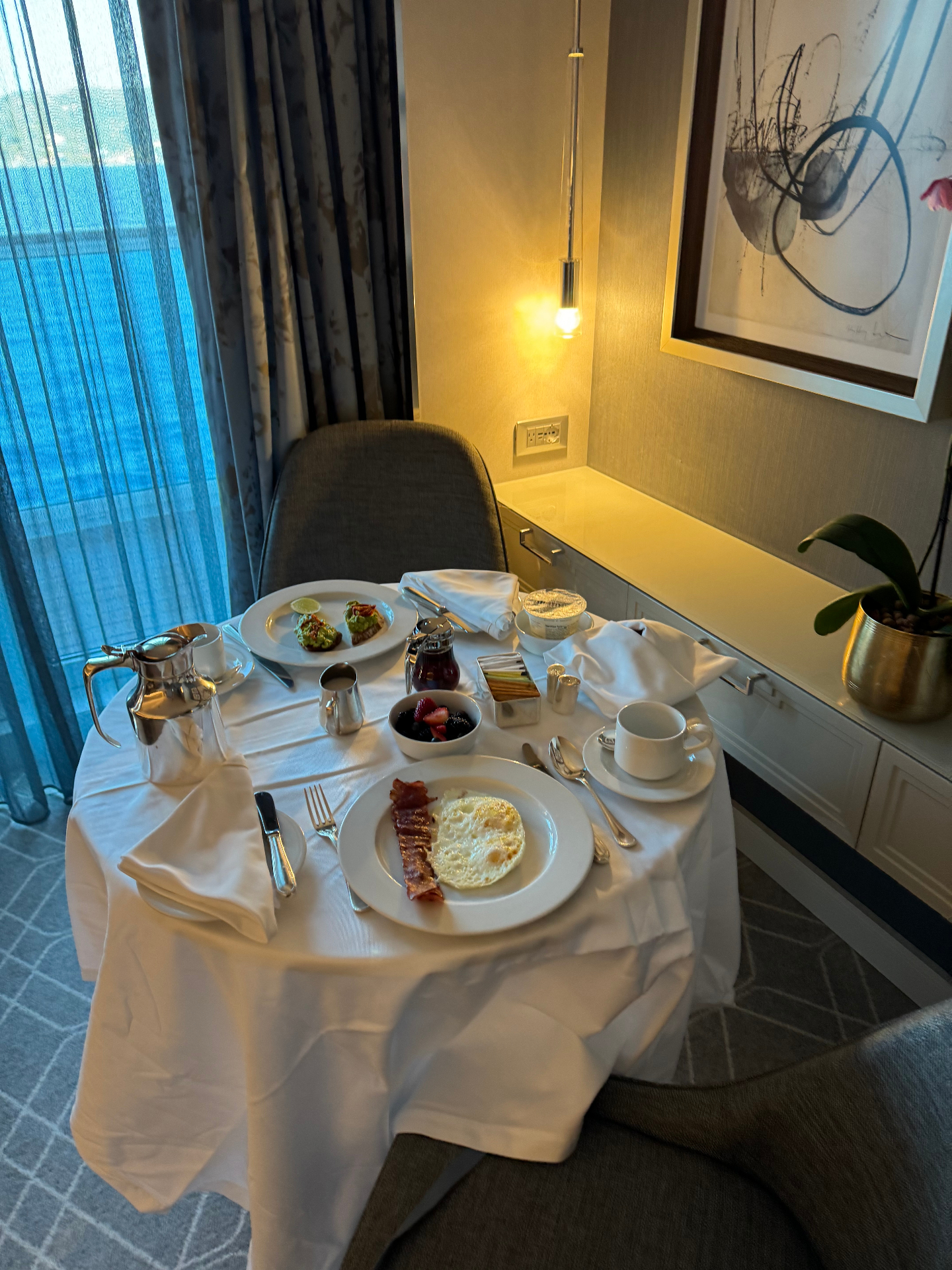 Private balcony breakfast with ocean view