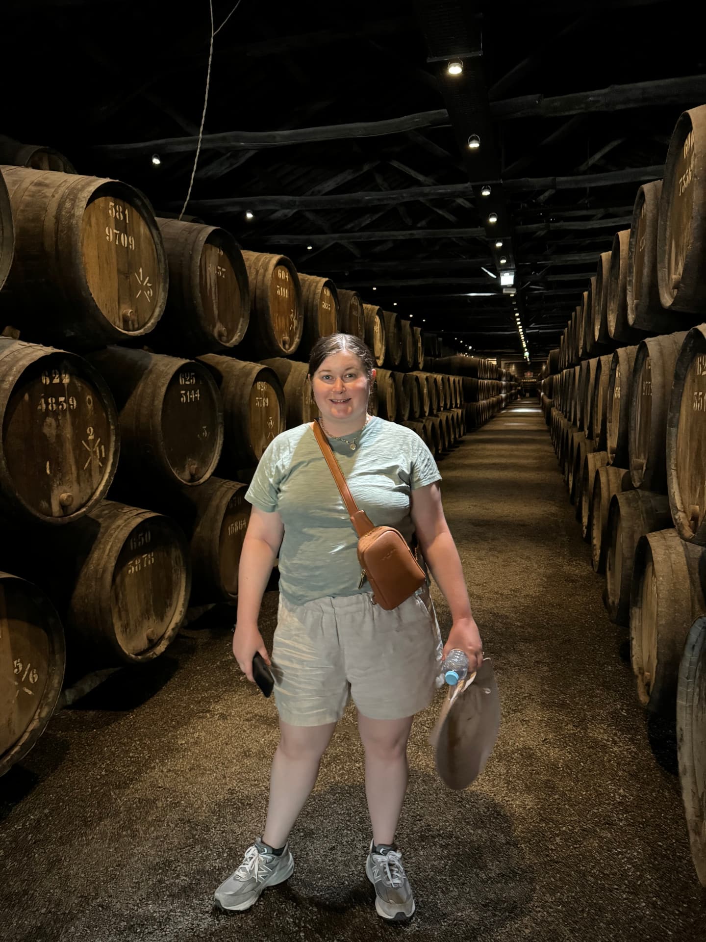 Oak barrels aging port wine in a Vila Nova de Gaia cellar