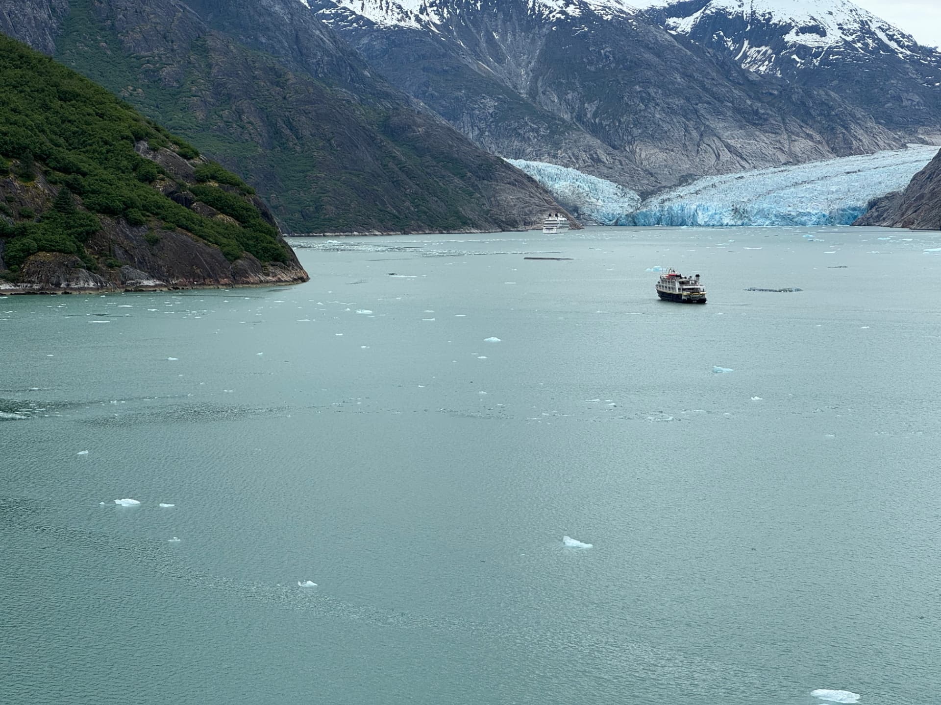 Lindblad expedition ship approaching a glacier in Alaska