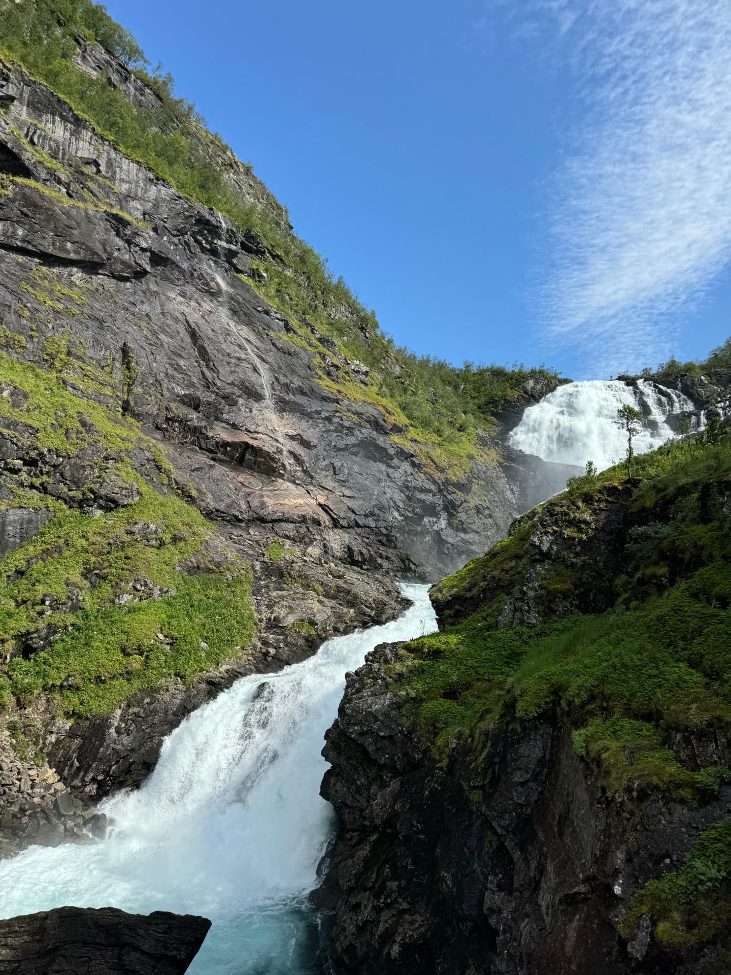 Kjosfossen waterfall seen from the Flåm Railway