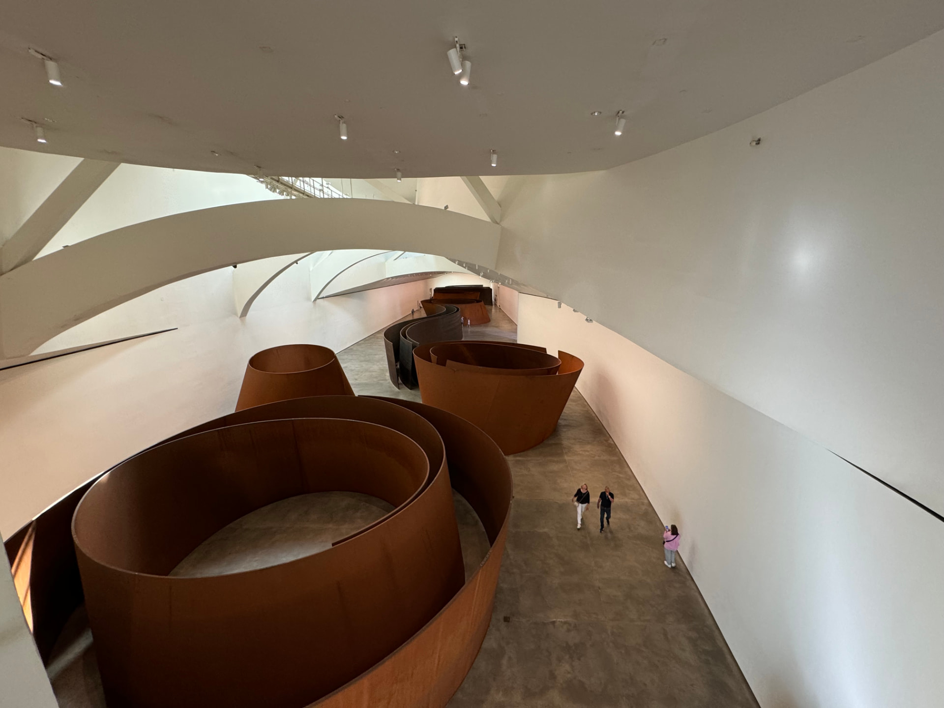 Richard Serra's weathered steel sculptures inside the Guggenheim Bilbao