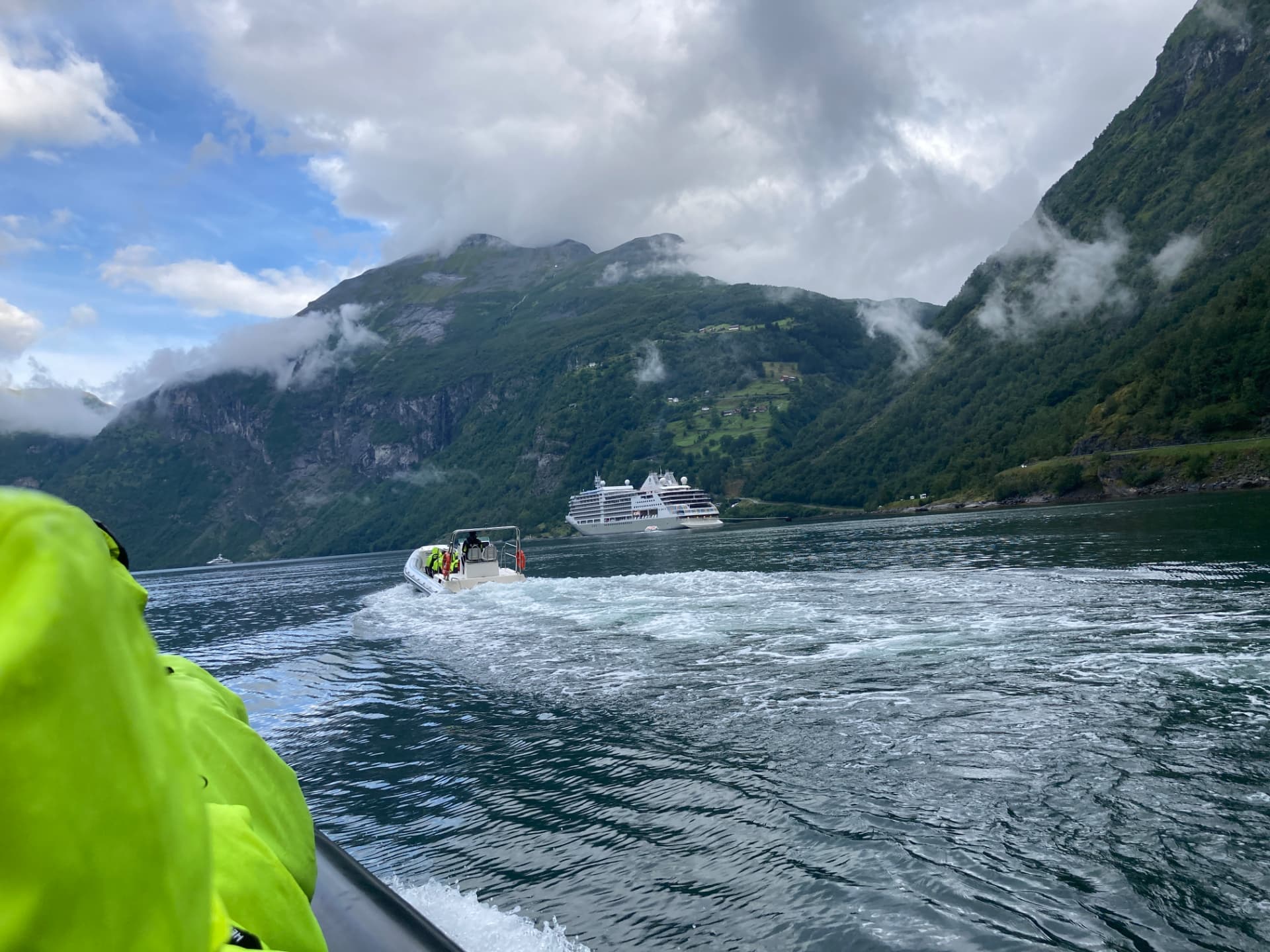 RIB boat heading back to Silver Dawn in Geirangerfjord