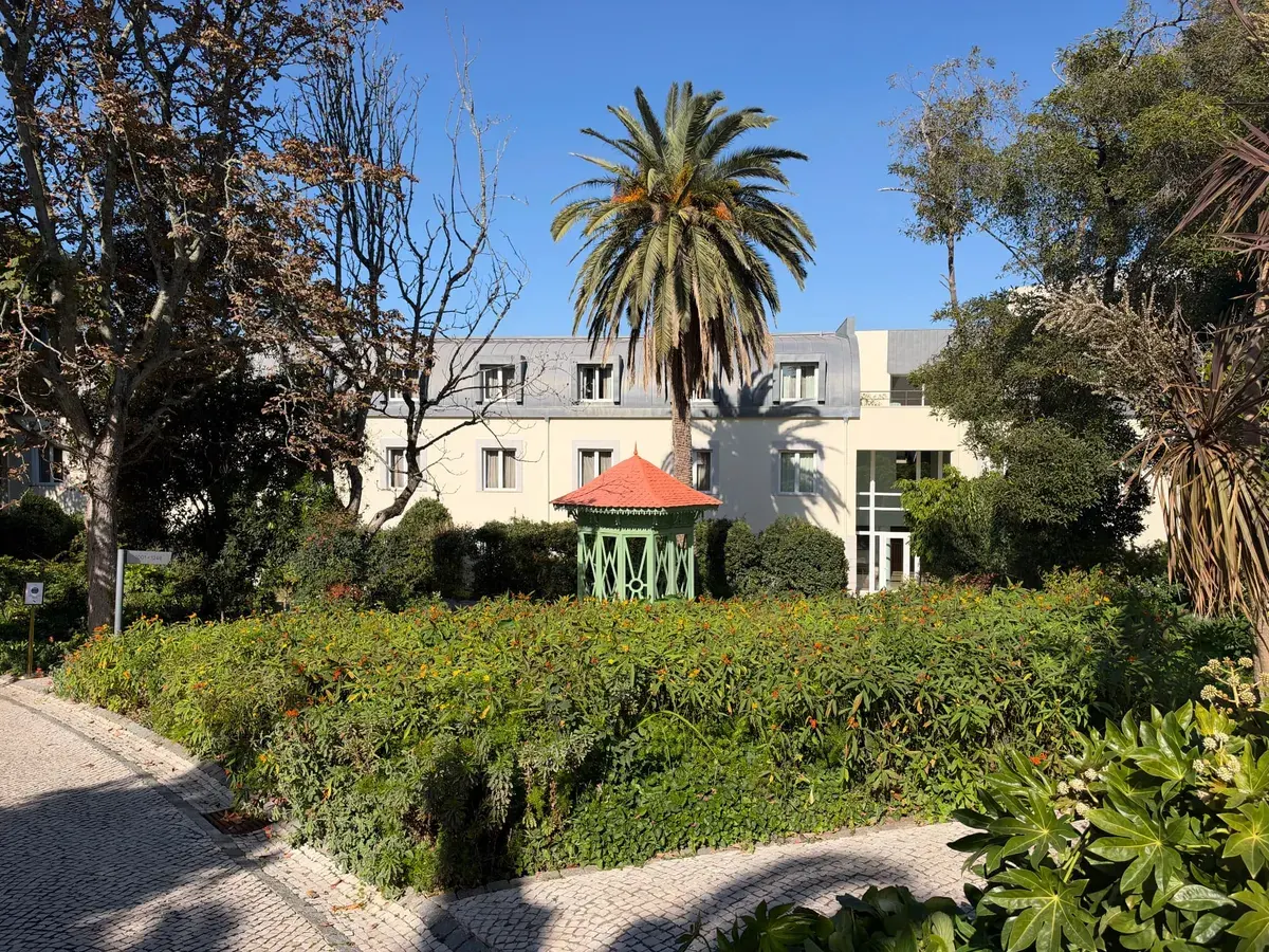 Palms and garden paths at the Pestana Palace hotel in Lisbon
