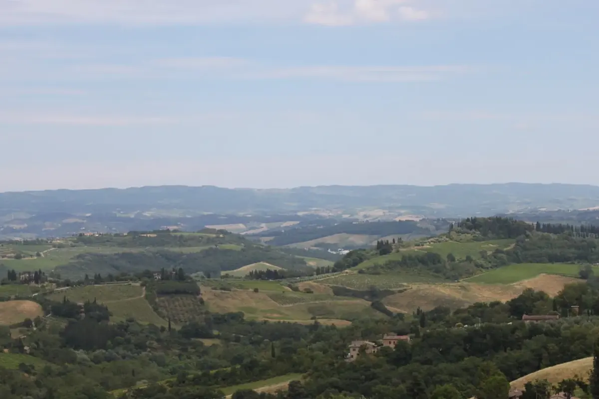 Vineyards and rolling hills across the Tuscan countryside