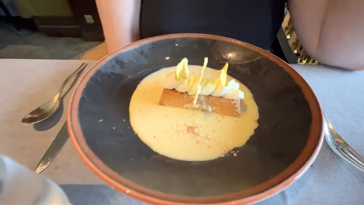 Coconut cake in vanilla sauce at Pacific Rim on Regent Seven Seas