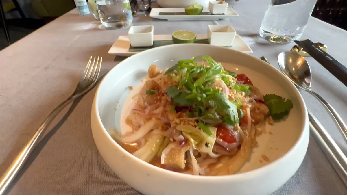 Pad thai with shrimp and herbs at Pacific Rim on Regent Seven Seas
