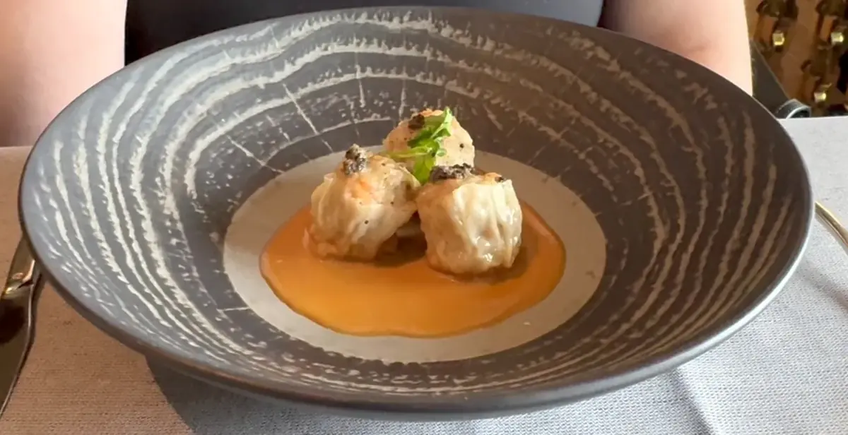 Steamed shrimp dumplings in broth at Pacific Rim on Regent Seven Seas