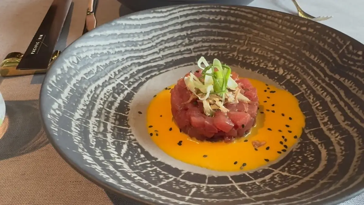 Tuna tartare over mango purée at Pacific Rim on Regent Seven Seas