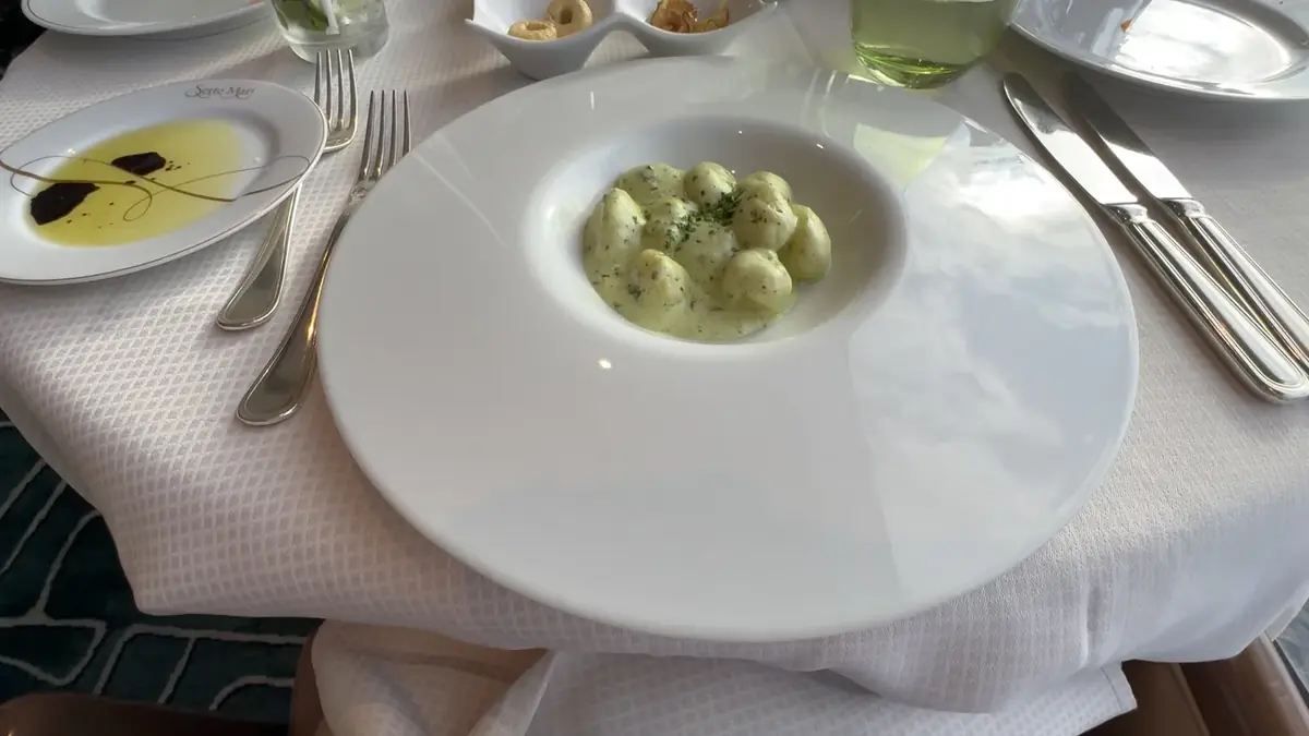 Gnocchi in herb cream sauce at Sette Mari at La Veranda