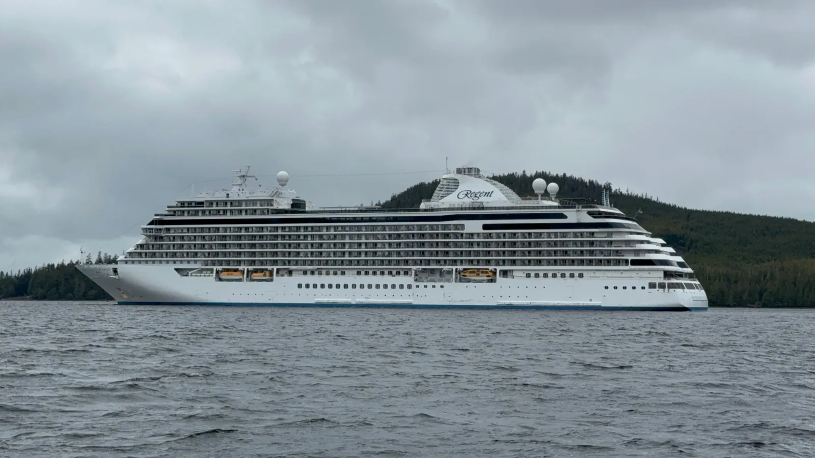 Regent Seven Seas ship at anchor in Alaska